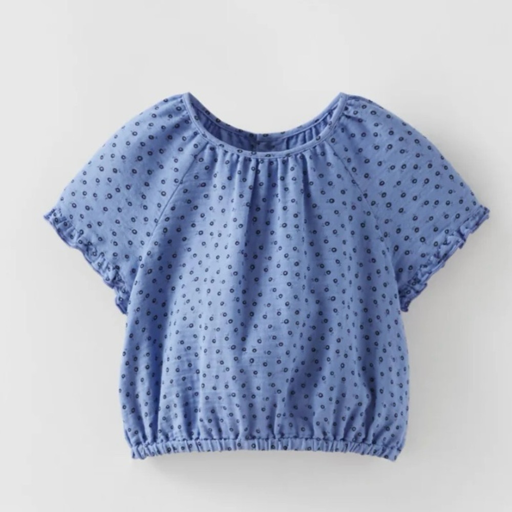 ZARA | Blue Short Sleeve Ruffle Top | 18-24M